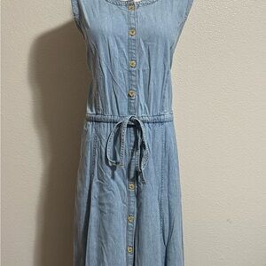 Vintage MIXIT Denim Maxi Dress Women's Size 12 100% Cotton Button Front